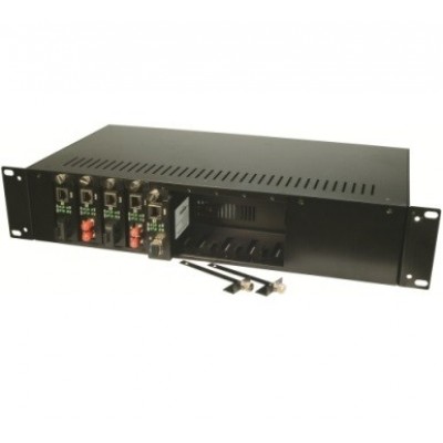 CLR-MCR-1402 @ Media Converter Rack 19" 2U 14-Slot Dual DC Power